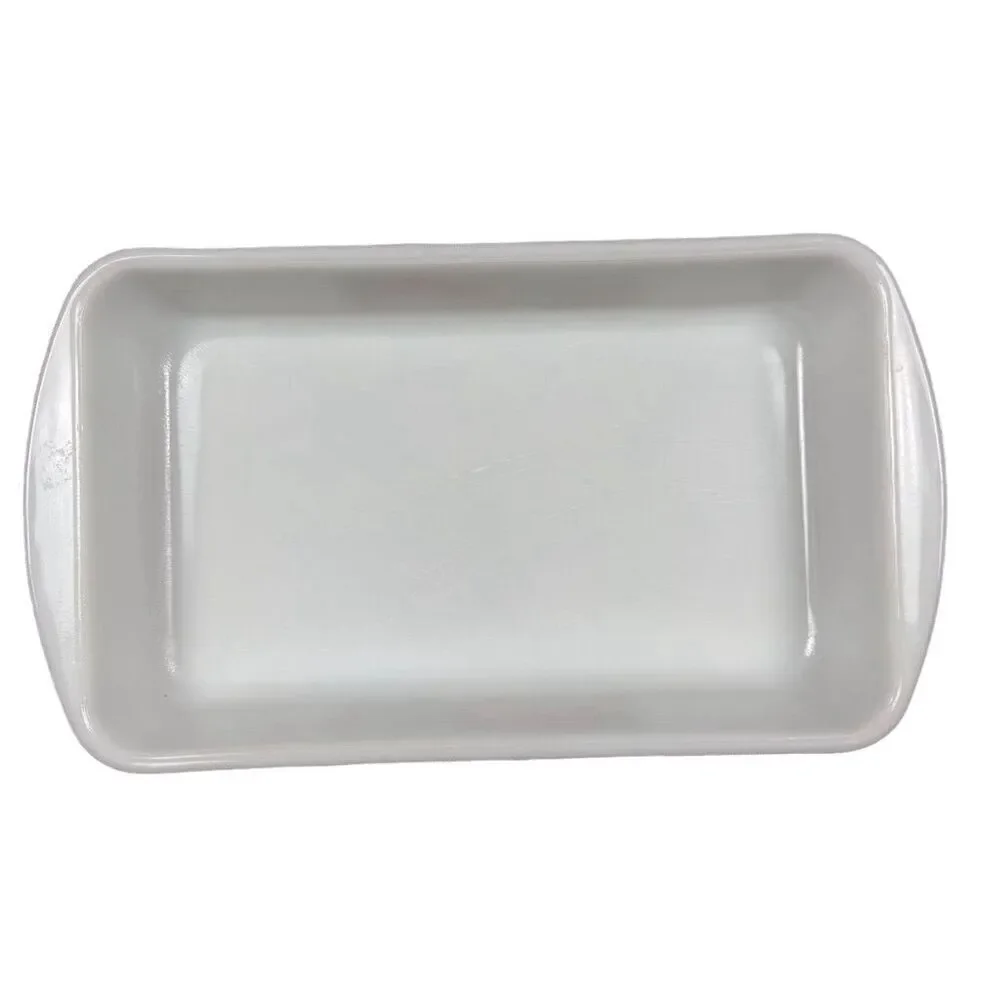 Vintage Glasbake Milk Glass Pan 1.5 Qt Vegetable Medley Design